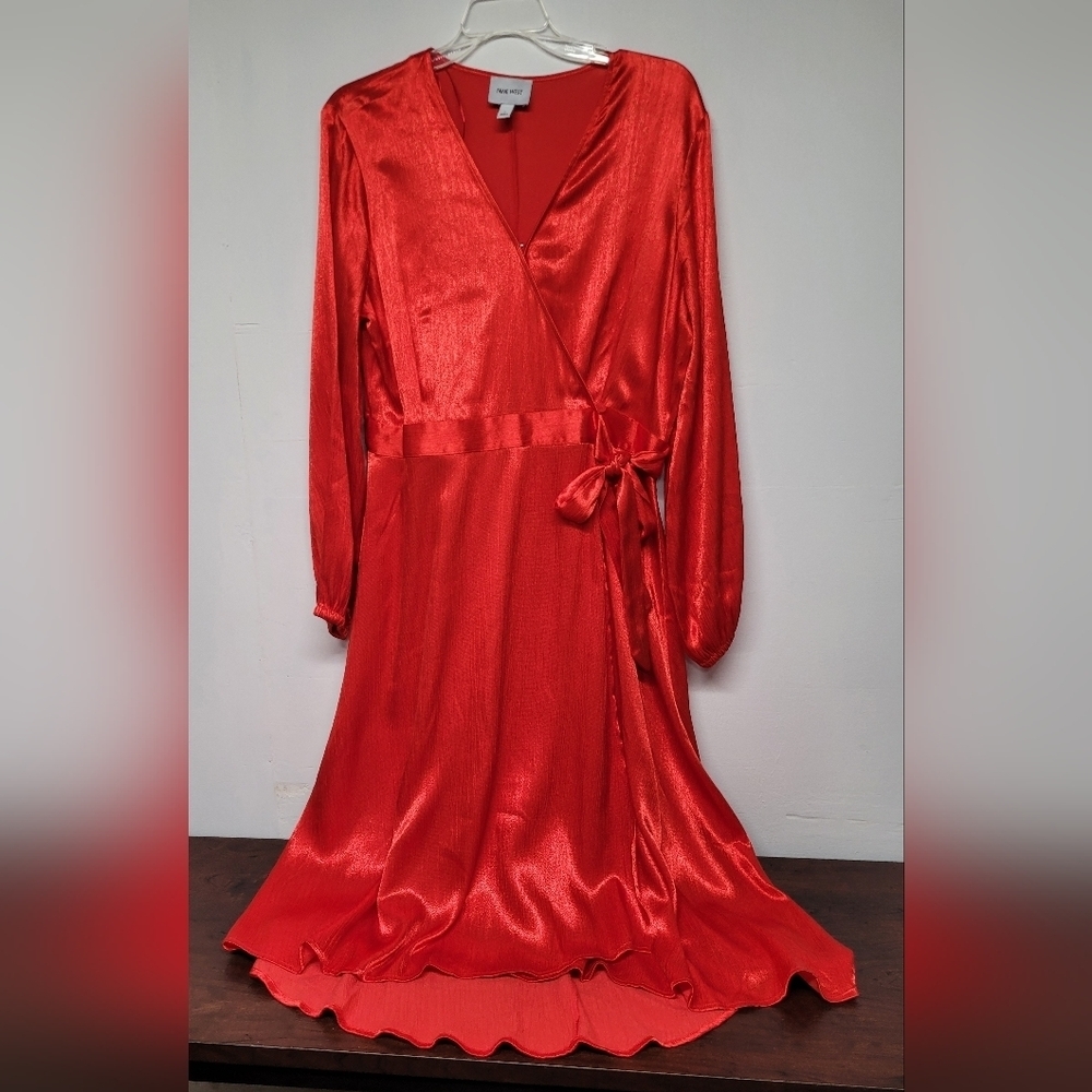 Nine West Shimmering Red Wrap Around Dress L